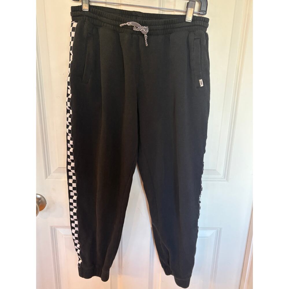 Vans Black Joggers with Checkered Stripe Down Leg Size S - Picture 2 of 9